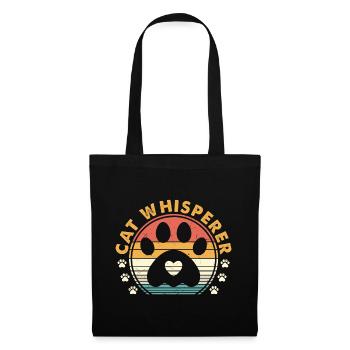 Cat Whisperer Retro Graphic Cat Owner Cat Lover Pe - Stoffbeutel - Schwarz - Vorne
