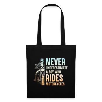 Never Underestimate A Boy Who Rides Motorcycles Bi - Tote Bag - black - Front