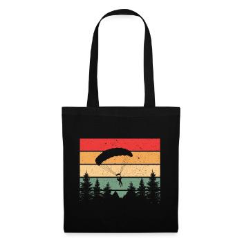 Retro Graphic Paragliding Paraglider Parachute Sky - Stoffbeutel - Schwarz - Vorne
