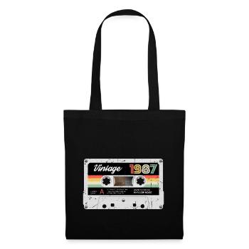 Vintage Cassette 1987 Retro Classic Birthday - Tote Bag - black - Front