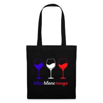 VINS DE FRANCE bleu blanc et rouge Verre à vin - Sac en tissu - noir - Devant