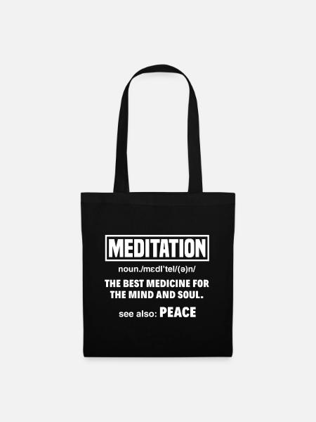 Meditation Noun Definition Meditate Relaxation Spi - Stoffbeutel - Schwarz