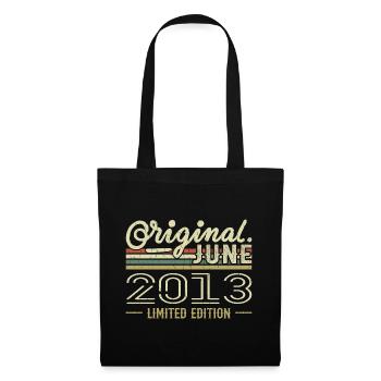 Juin 2013 Anniversaire Juin 2013 - Né en Juin 2013 - Sac en tissu - noir - Devant