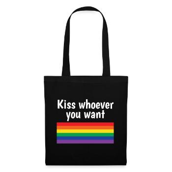 Kiss Whoever You Want Lesbian Pansexual Diversity - Stoffbeutel - Schwarz - Vorne