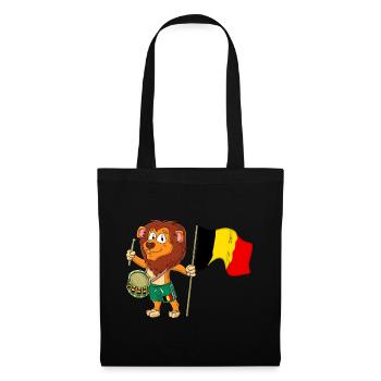 Lion au drapeau belge - Sac en tissu - noir - Devant