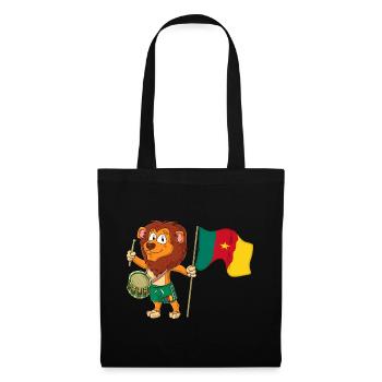 Löwe mit der Kamerun Fahne - Stoffbeutel - Schwarz - Vorne