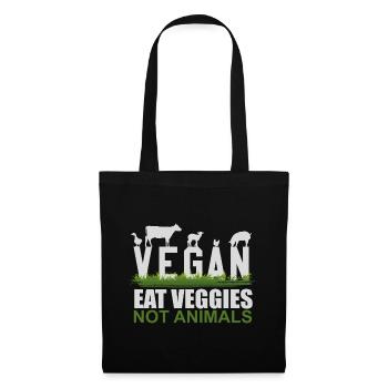 MANGEZ DES LÉGUMES, PAS DES ANIMAUX - Sac en tissu - noir - Devant