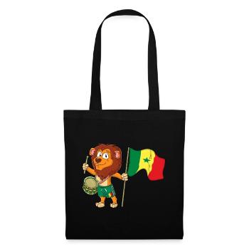 Lion avec le drapeau du Sénégal - Sac en tissu - noir - Devant