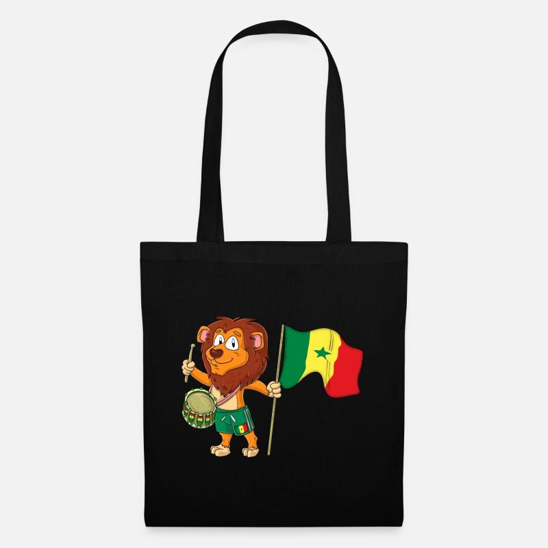 Lion avec le drapeau du Sénégal - Sac en tissu - noir