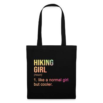 Hiking Girl Noun Definition Hiking Hiker Mountaine - Stoffbeutel - Schwarz - Vorne