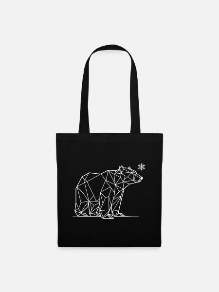 Eisbär Polygon – Winter Tierdesign minimalistisch - Stoffbeutel - Schwarz