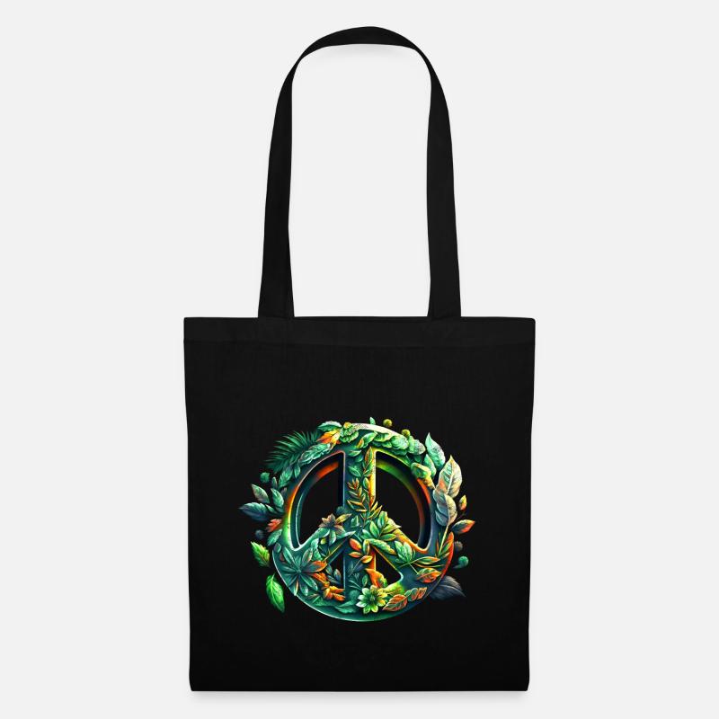 Friedenszeichen, Frieden, Peace Symbol, Save earth - Stoffbeutel - Schwarz
