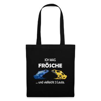 Ich mag Frösche und 3 Leute Pfeilgiftfrosch - Stoffbeutel - Schwarz - Vorne
