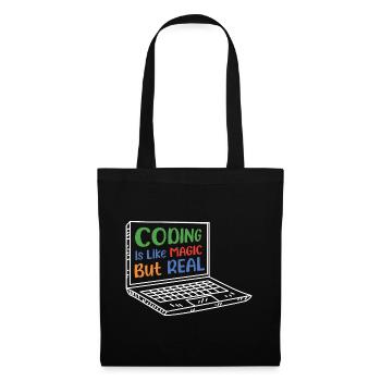 Coding Is Like Magic Coder Programmer Computer Gee - Stoffbeutel - Schwarz - Vorne