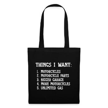 Things I Want In My Life Funny Motorbike Racer - Tote Bag - black - Front