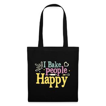 Je cuisine les gens heureux faire du pain Pâtissier Boulanger - Sac en tissu - noir - Devant