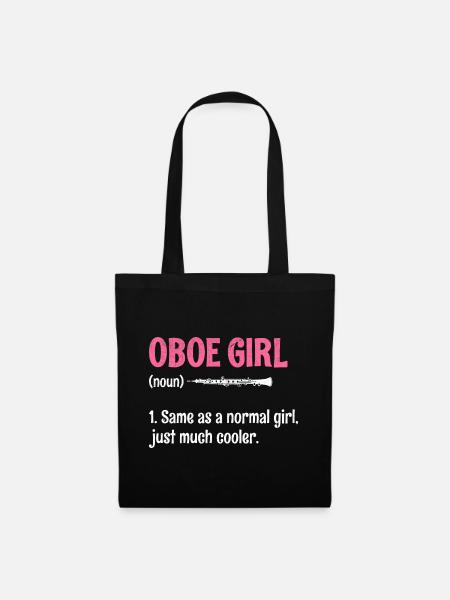 Oboe Girl Oboe Basoonist Marching Band Instrument - Stoffbeutel - Schwarz