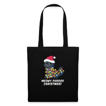 Cadeau de chapeau de Noël chat mignon Noël - Sac en tissu - noir - Devant
