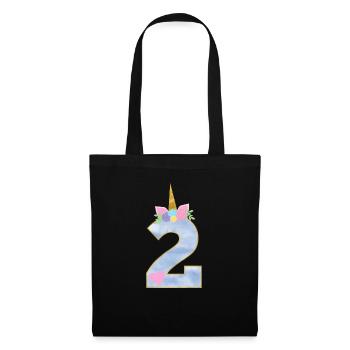 2 ans numéro de Licorne 2e cadeau d'anniversaire fille - Sac en tissu - noir - Devant
