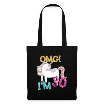 30 Jahre Einhorn 30. Geburtstag Freundin Geschenk - Stoffbeutel - Schwarz - Vorne