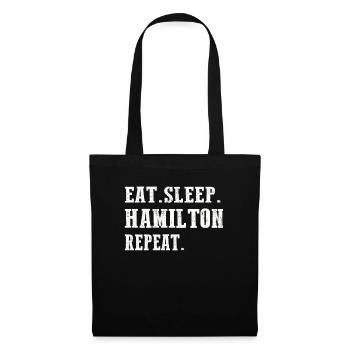 eat sleep Hamilton repeat USA Patriot Geschenk - Stoffbeutel - Schwarz - Vorne