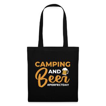 Camping and Beer perfectday - Stoffbeutel - Schwarz - Vorne