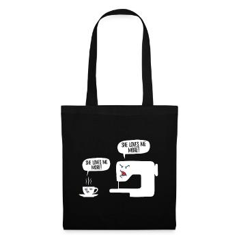 Funny Graphic Knitting Wool Quilting Stitching Sew - Stoffbeutel - Schwarz - Vorne