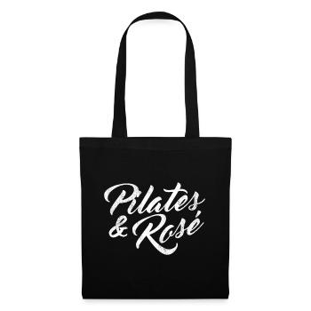 Pilates et Rosé - Humour Sport Santé - Sac en tissu - noir - Devant