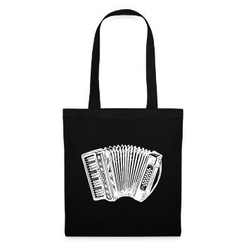 Geschenk Akkordeon Ziehharmonika Silhouette - Stoffbeutel - Schwarz - Vorne