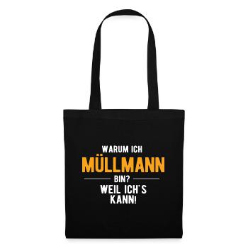Müllmann Müllabfuhr - Stoffbeutel - Schwarz - Vorne