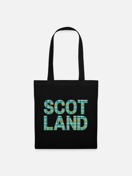 Schottland Tartan Schriftzug Dudelsack Highlands - Stoffbeutel - Schwarz