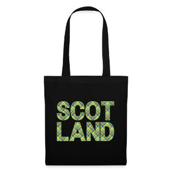 Schottland Tartan Schriftzug Dudelsack Highlands - Stoffbeutel - Schwarz - Vorne