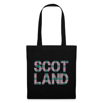 Schottland Tartan Schriftzug Dudelsack Highlands - Stoffbeutel - Schwarz - Vorne