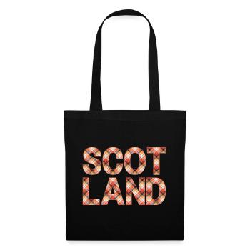 Schottland Tartan Schriftzug Dudelsack Highlands - Stoffbeutel - Schwarz - Vorne