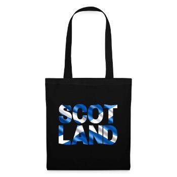 Schottland Tartan Schriftzug Dudelsack Highlands - Stoffbeutel - Schwarz - Vorne