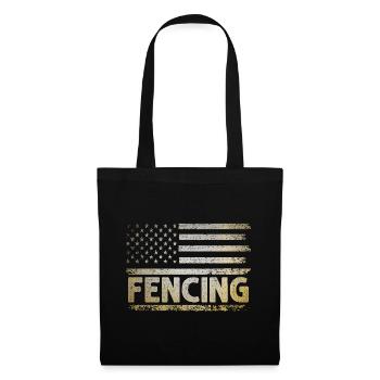 American Flag USA Fencing Sword Epee Fencer - Tote Bag - black - Front