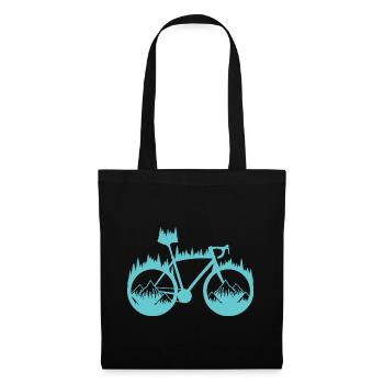 Wald Silhouette Geschenk Fahrrad Radfahrer Sport - Stoffbeutel - Schwarz - Vorne