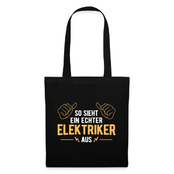 Elektriker Strom Elektrik - Stoffbeutel - Schwarz - Vorne