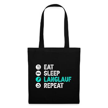 Eat Sleep Langlauf Repeat Wintersport Skifahrer La - Stoffbeutel - Schwarz - Vorne