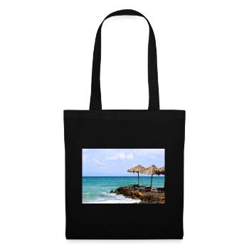 Sommer Sonne Strand Meer Poster - Stoffbeutel - Schwarz - Vorne