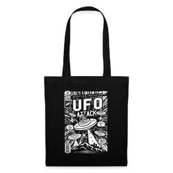 Alien Kidnapping Comic Ufo Flying Saucer - Tote Bag - black - Front