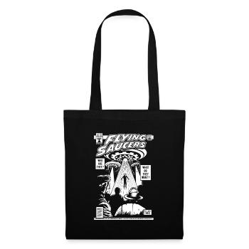 Alien Kidnapping Comic Ufo Flying Saucer - Tote Bag - black - Front
