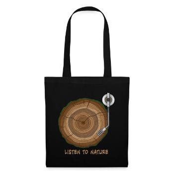Musique Vinyle Nature Arbre Platine Cadeau - Sac en tissu - noir - Devant