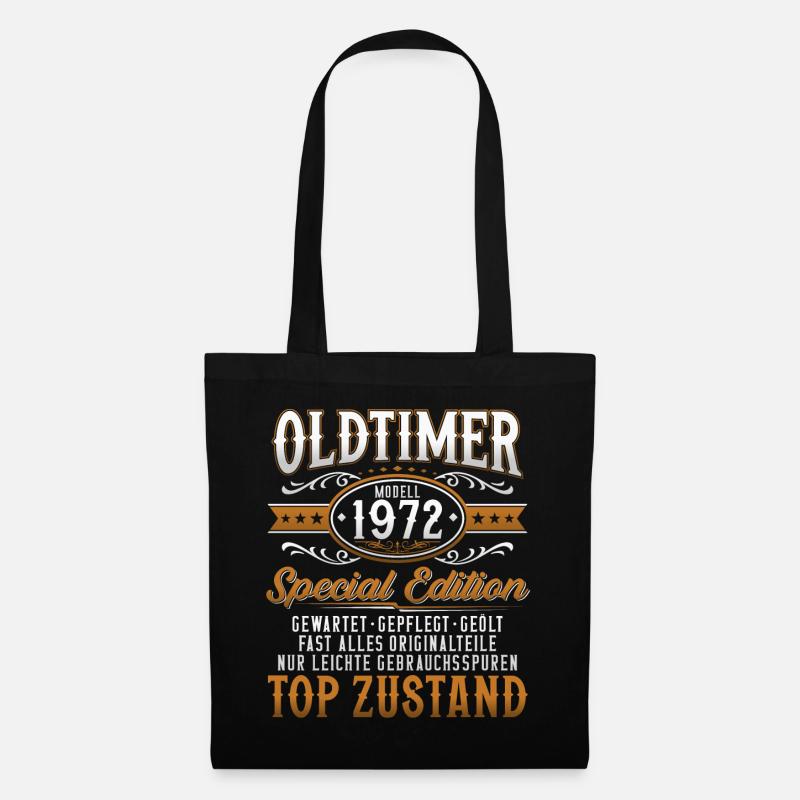 Oldtimer Baujahr Jahrgang 1972 Geburtstag Geschenk - Stoffbeutel - Schwarz
