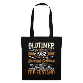 Oldtimer Baujahr Jahrgang 1982 Geburtstag Geschenk - Stoffbeutel - Schwarz - Vorne