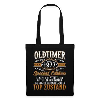 Oldtimer Baujahr Jahrgang 1977 Geburtstag Geschenk - Stoffbeutel - Schwarz - Vorne