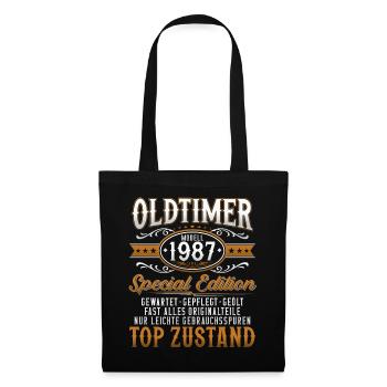 Oldtimer Baujahr Jahrgang 1987 Geburtstag Geschenk - Stoffbeutel - Schwarz - Vorne