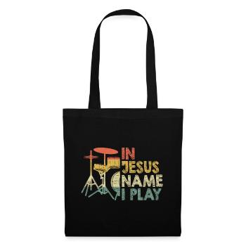 In Jesus Name I Play Drummer Christian Catholic Dr - Tote Bag - black - Front