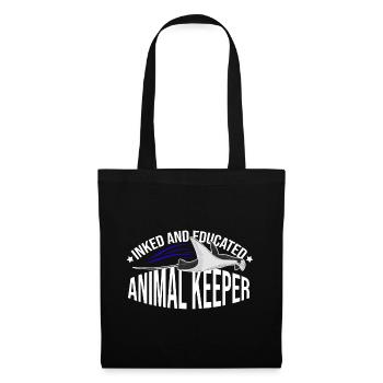 Inked And Educated Animal Keeper Animal Lover Zoo - Stoffbeutel - Schwarz - Vorne