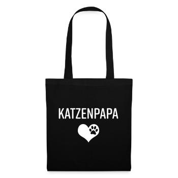 Katzenpapa Katzenhalter Katze Stubentiger Geschenk - Stoffbeutel - Schwarz - Vorne